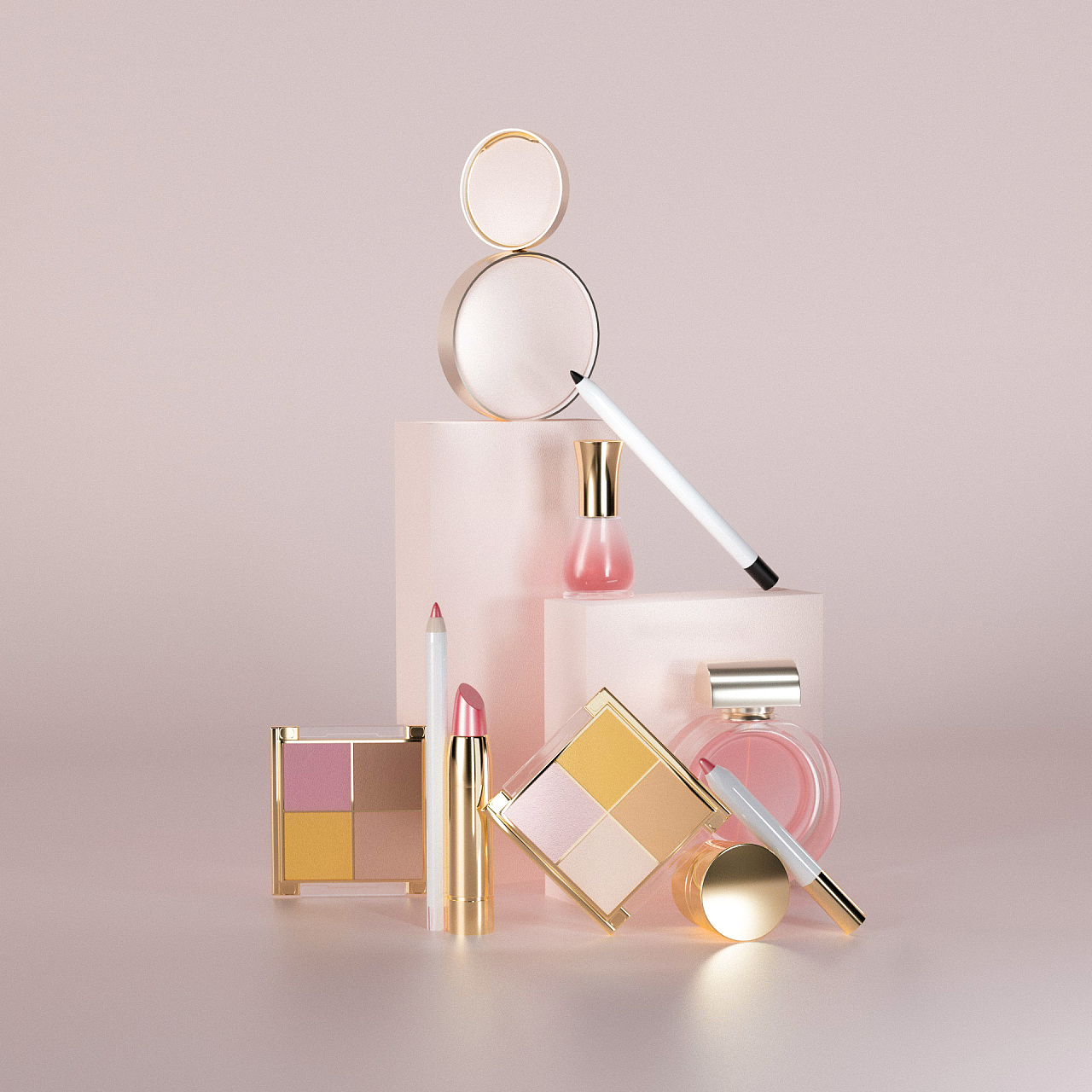 C4D化妆品渲染练习 打造光影之下的艺术之美